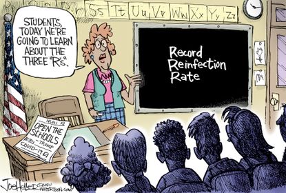 Editorial Cartoon U.S. school coronavirus