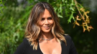 Halle Berry is seen with brown hair and chunky blonde highlights on September 11, 2023 in New York City.