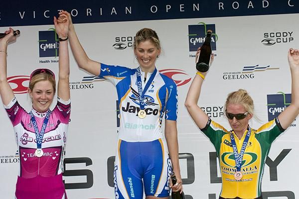 The women's podium (l-r): Zoe Watters (2nd), Joanne Hogan (1st), and Taryn Heather (3rd).