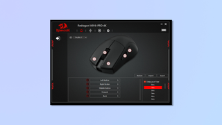Screenshot of Redragon M916 Pro software showing bindable mouse buttons