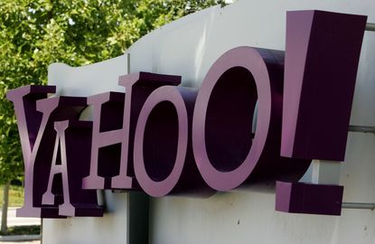 The Yahoo logo on a sign in California