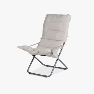 A padded folding garden chair