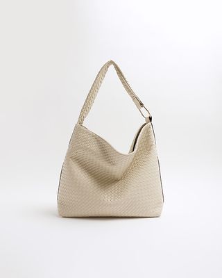 River Island Cream Woven Slouch Tote Bag