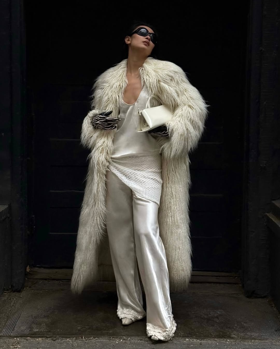 Caroline wearing gloves