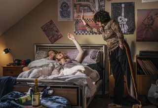 Pom Boyd as Mary gives Frank a high-five after a heavy night out in Frank of Ireland
