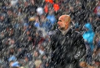 Manchester City manager Pep Guardiola during the Premier League match at the Etihad Stadium, Manchester. Picture date: Sunday November 28, 2021