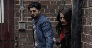 Later, back on the street, Zeedan hears Rana scream out - a man from the bar has followed the women home and has grabbed Kate…