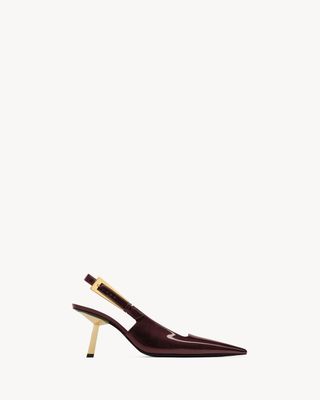 Women's Lee Slingback Pumps in Patent Leather in Marron Glace