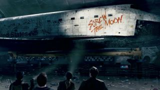 Space Shuttle Endeavour littered with graffiti in Moonfall.