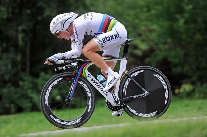 Reigning time trial world champion Tony Martin (Omega Pharma-QuickStep) en route to victory in the German TT championship