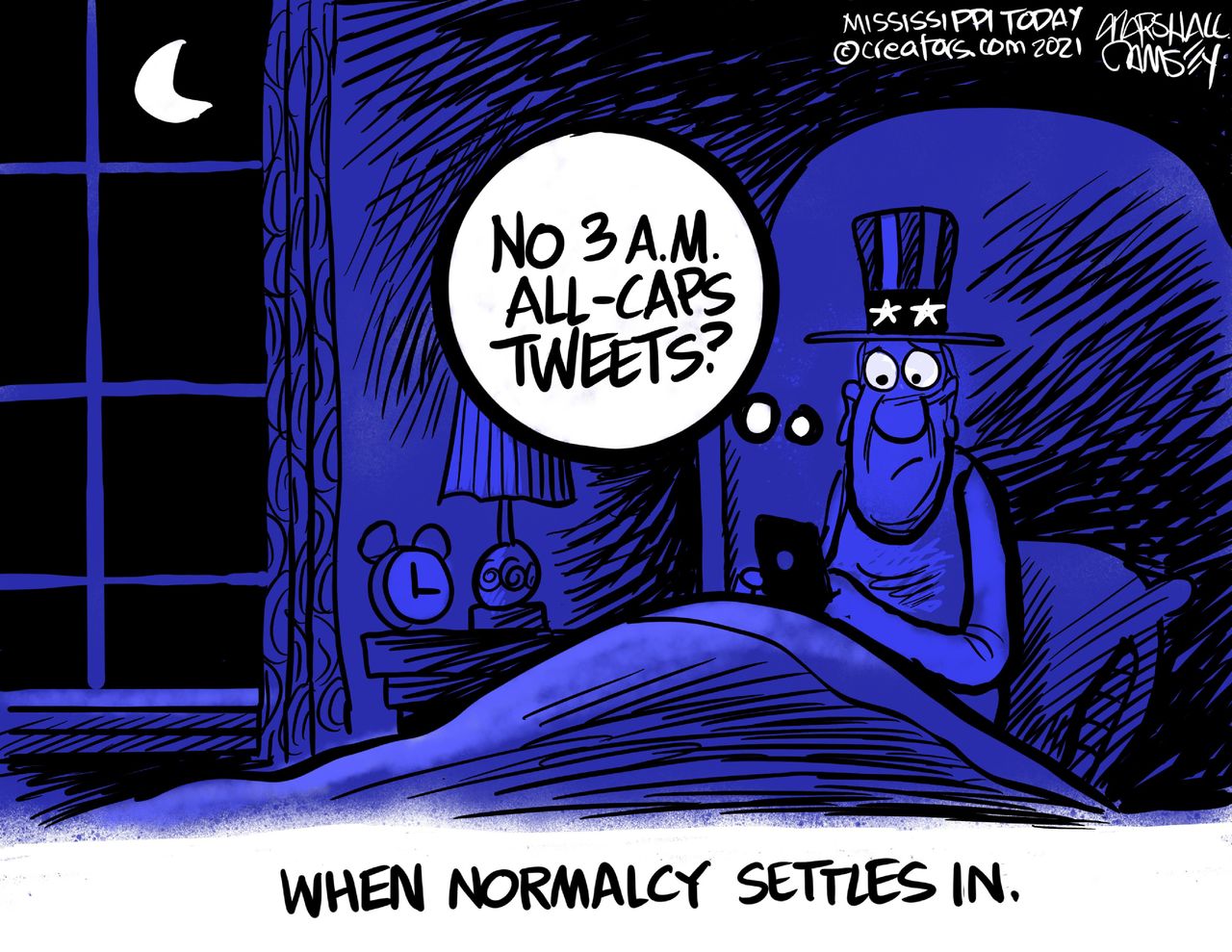 Political Cartoon U.S. trump tweets biden