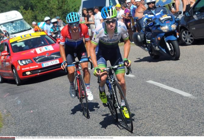 Simon Clarke (Orica-GreenEdge) with Garmin's Sebastian Langeveld