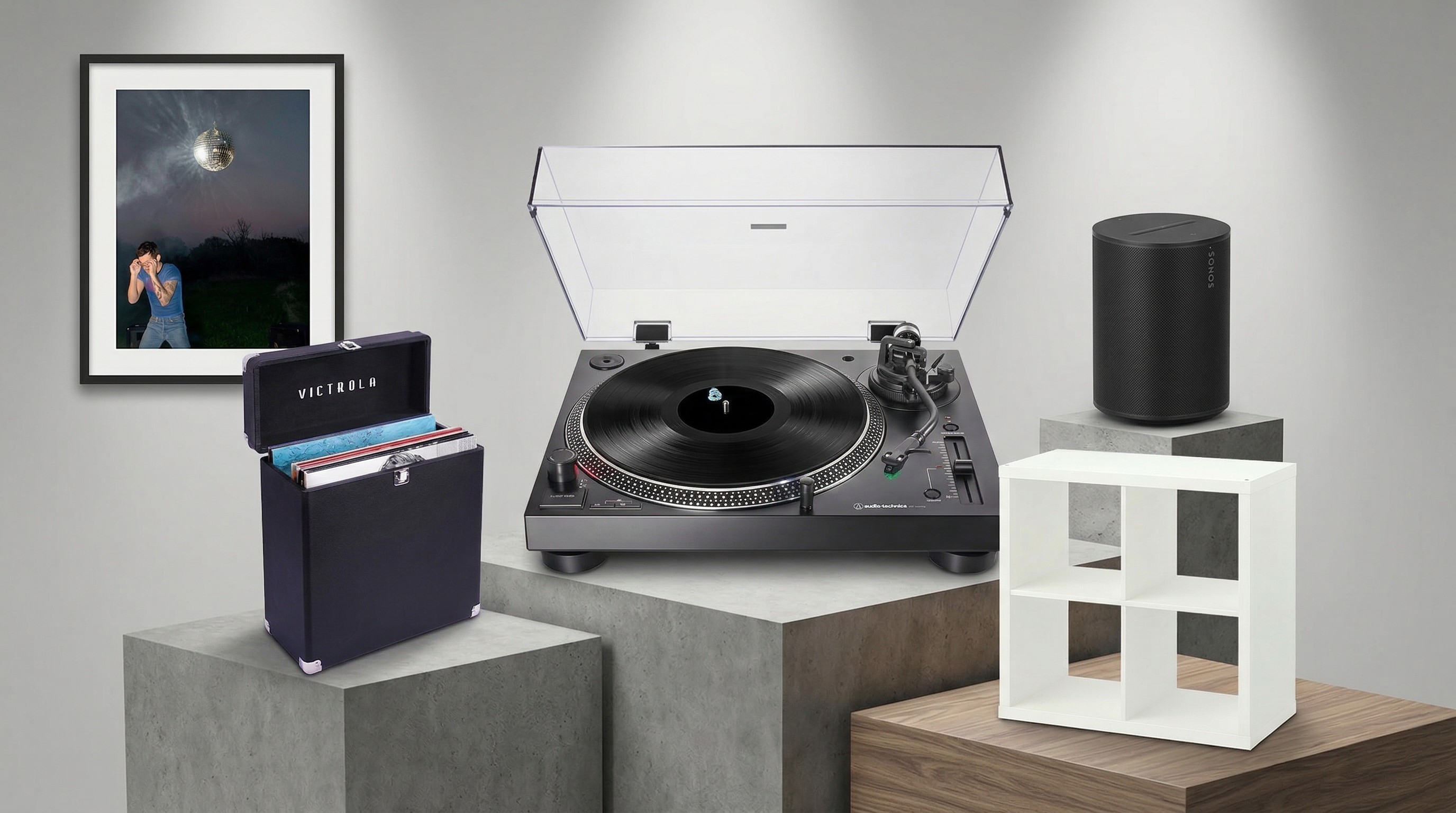 Harry Styles / Audio Technica / Victrola / Big Fudge / Sonos / Ikea / Edited by Gemini