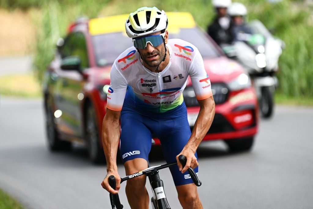 TORINO ITALY JULY 01 Fabien Grellier of France and Team TotalEnergies competes in the breakaway during the 111th Tour de France 2024 Stage 3 a 2308km stage from Piacenza to Torino UCIWT on July 01 2024 in Torino Italy Photo by Tim de WaeleGetty Images