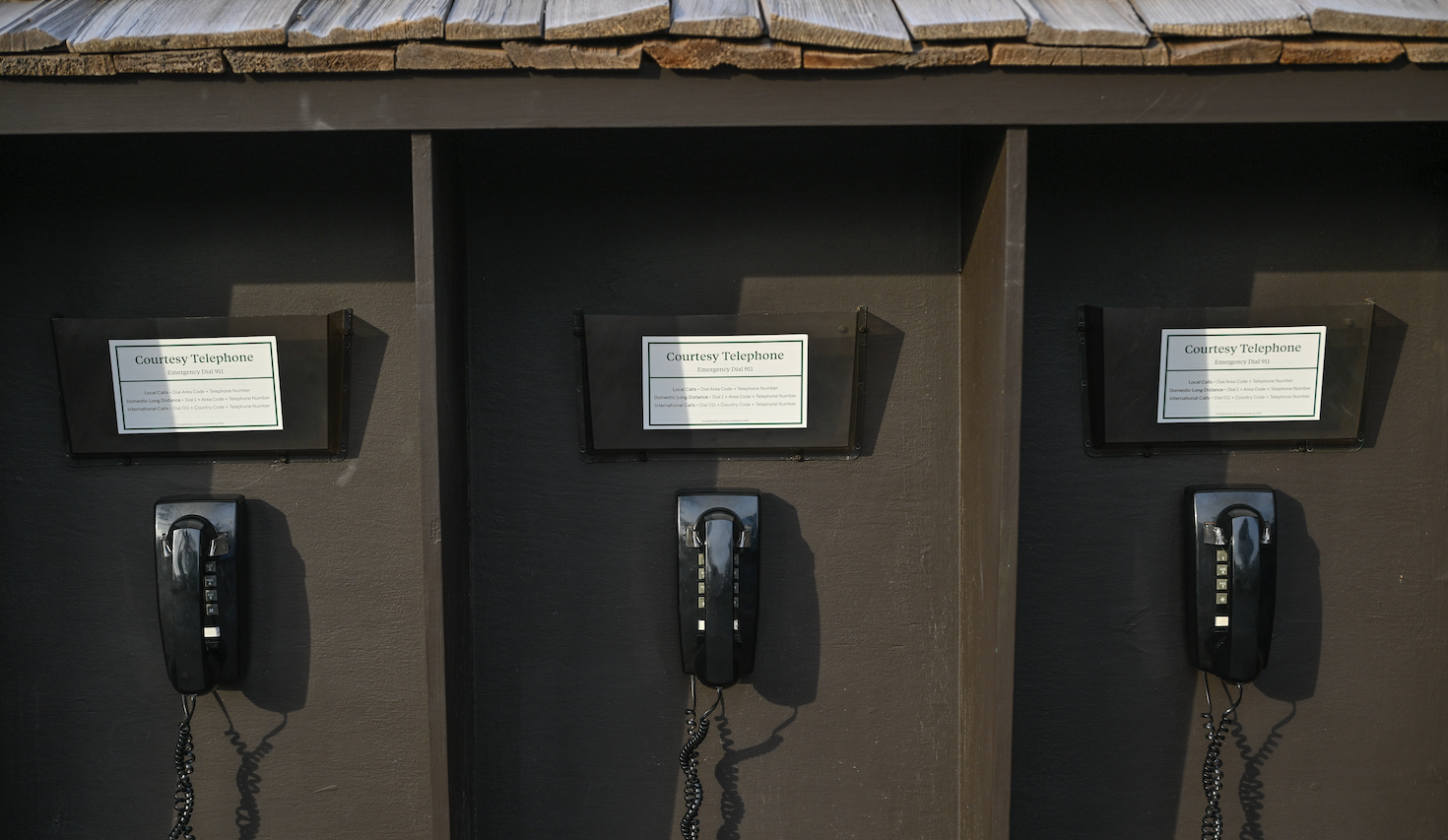 Three Courtesy Telephones at Augusta National during The Masters