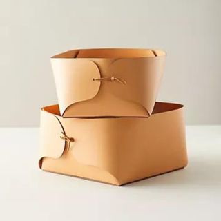 Folded Leather Basket