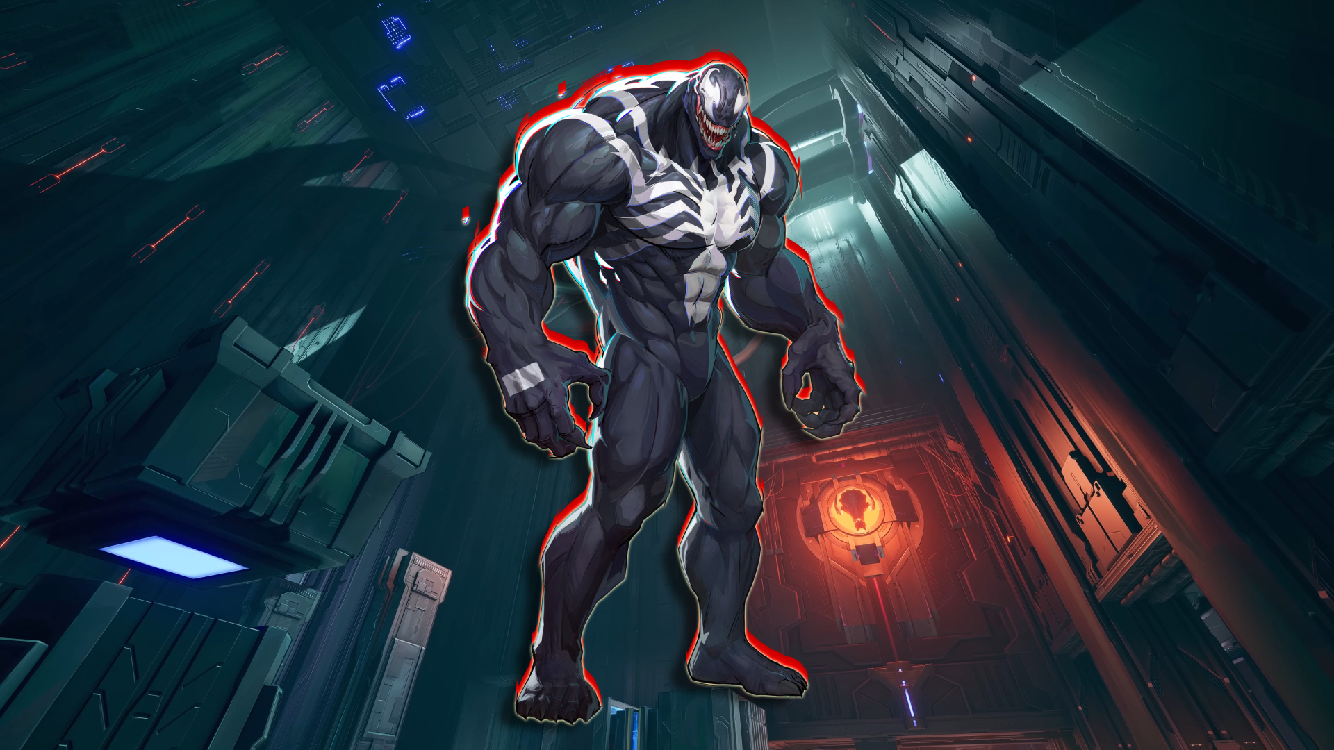 Venom standing against the background of ARAKKO