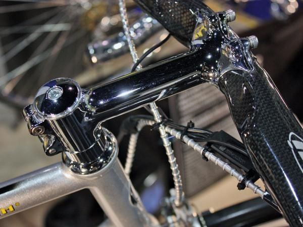 Mounted up high is a highly polished and chromed stem.