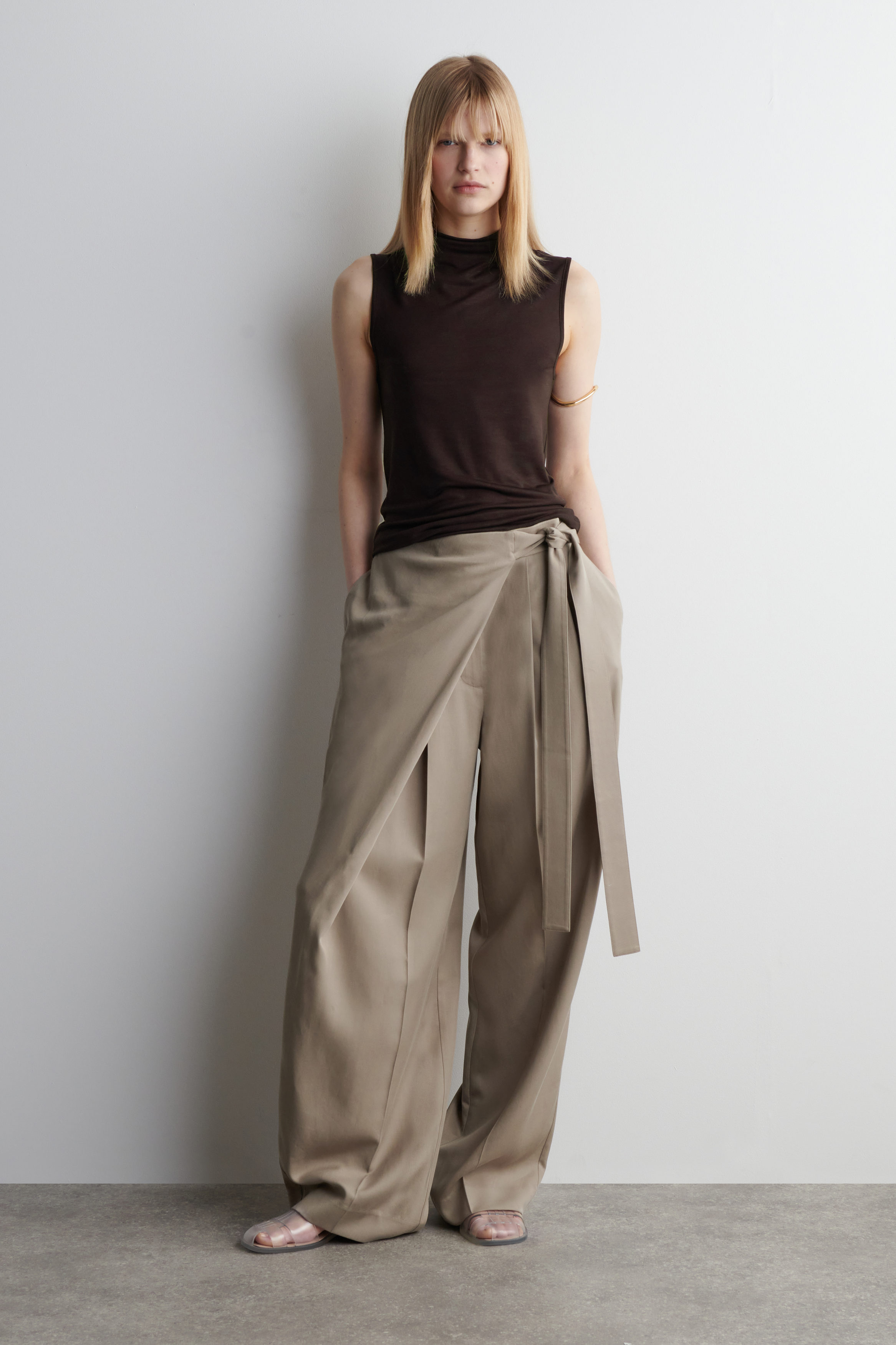 Fluid Wrap-Front Trousers