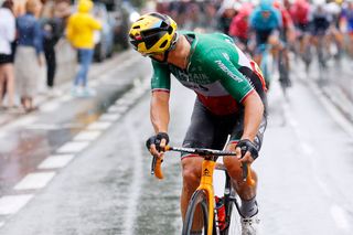 TIGNES FRANCE JULY 04 Sonny Colbrelli of Italy and Team Bahrain Victorious Anthony Perez of France and Team Cofidis in the chase group during the 108th Tour de France 2021 Stage 9 a 1449km stage from Cluses to Tignes Monte de Tignes 2107m LeTour TDF2021 on July 04 2021 in Tignes France Photo by Chris GraythenGetty Images