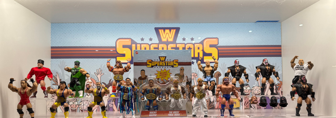 Upcoming WWE Superstars figures display at SDCC.