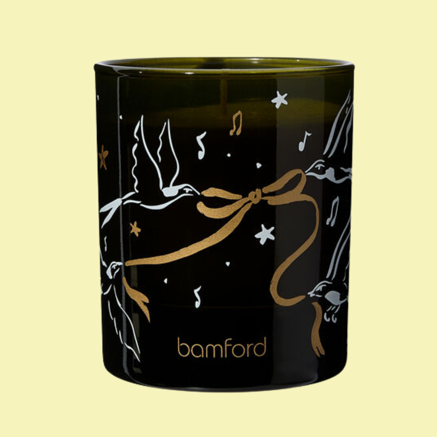 A green glass candle