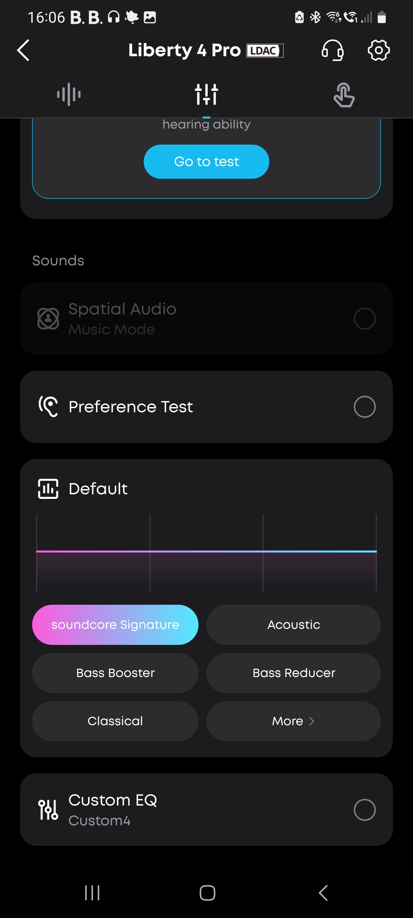 The Soundcore mobile phone application on Android.