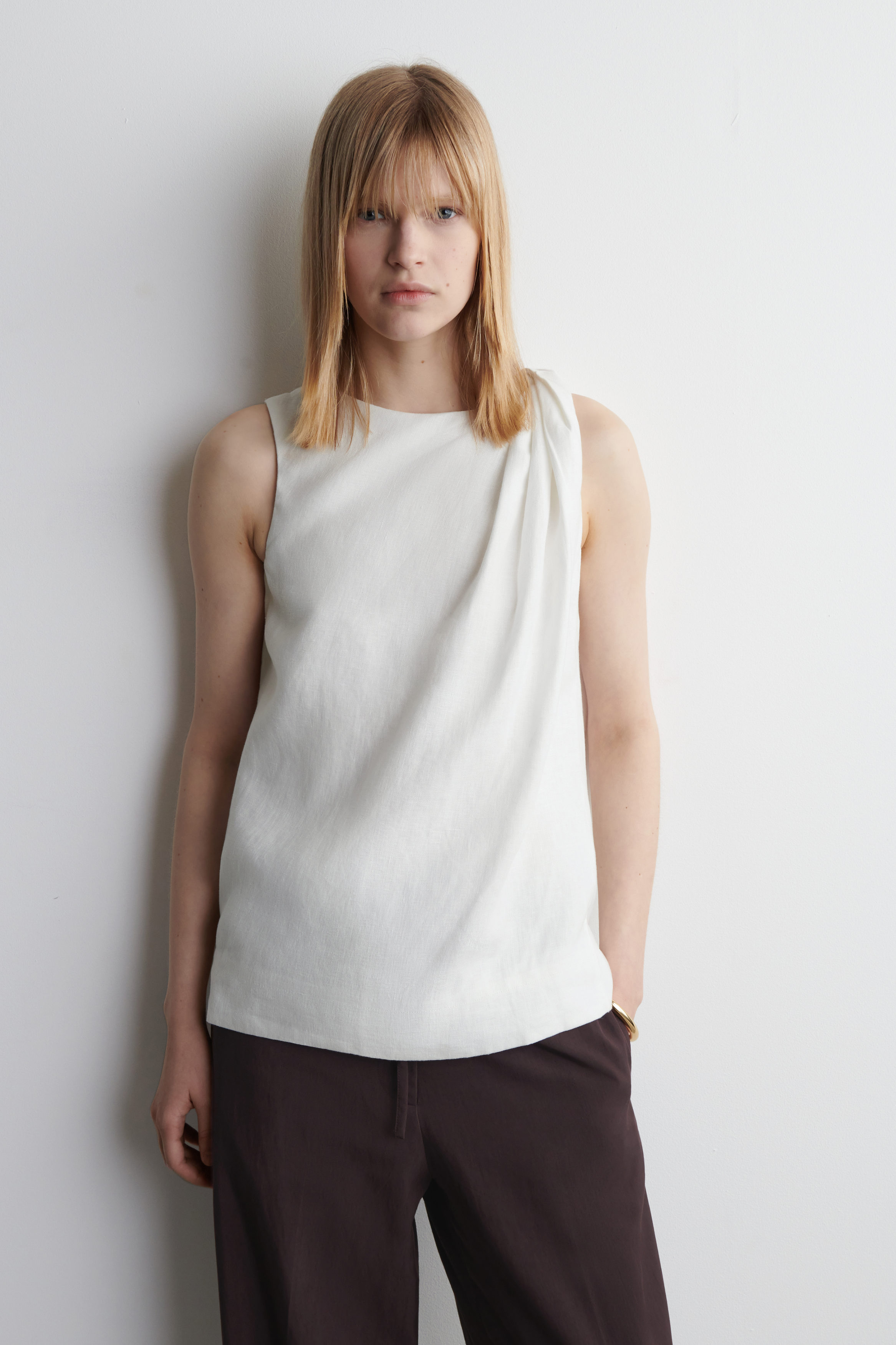 Twisted-Detail Linen Top