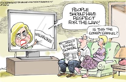 Political cartoon U.S. comedy Hillary Clinton respect law email scandal