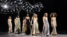 Celine by Hedi Slimane womenswear show with models in sequinned dresses