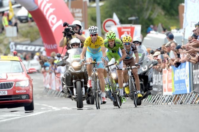 Nibali caught breakaway rider Alessandro De Marchi while on the attack with Peraud