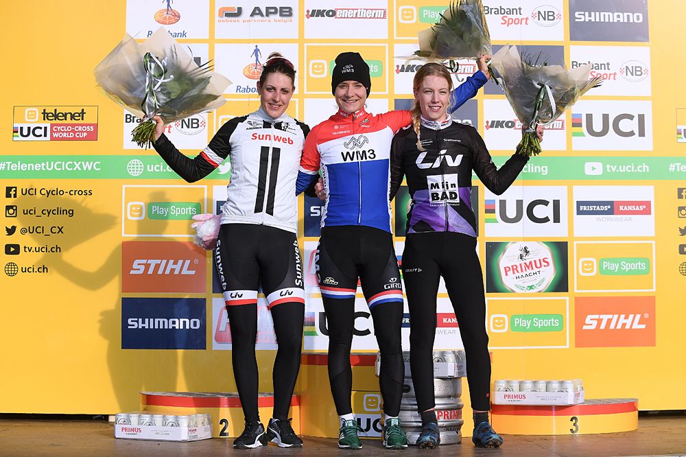 Marianne Vos topped the all Dutch Hoogerheide podium with Lucinda Brand and Annemarie Worst