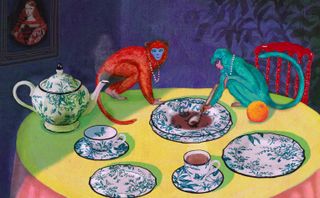 Gucci decor interiors line with colourful monkeys on table