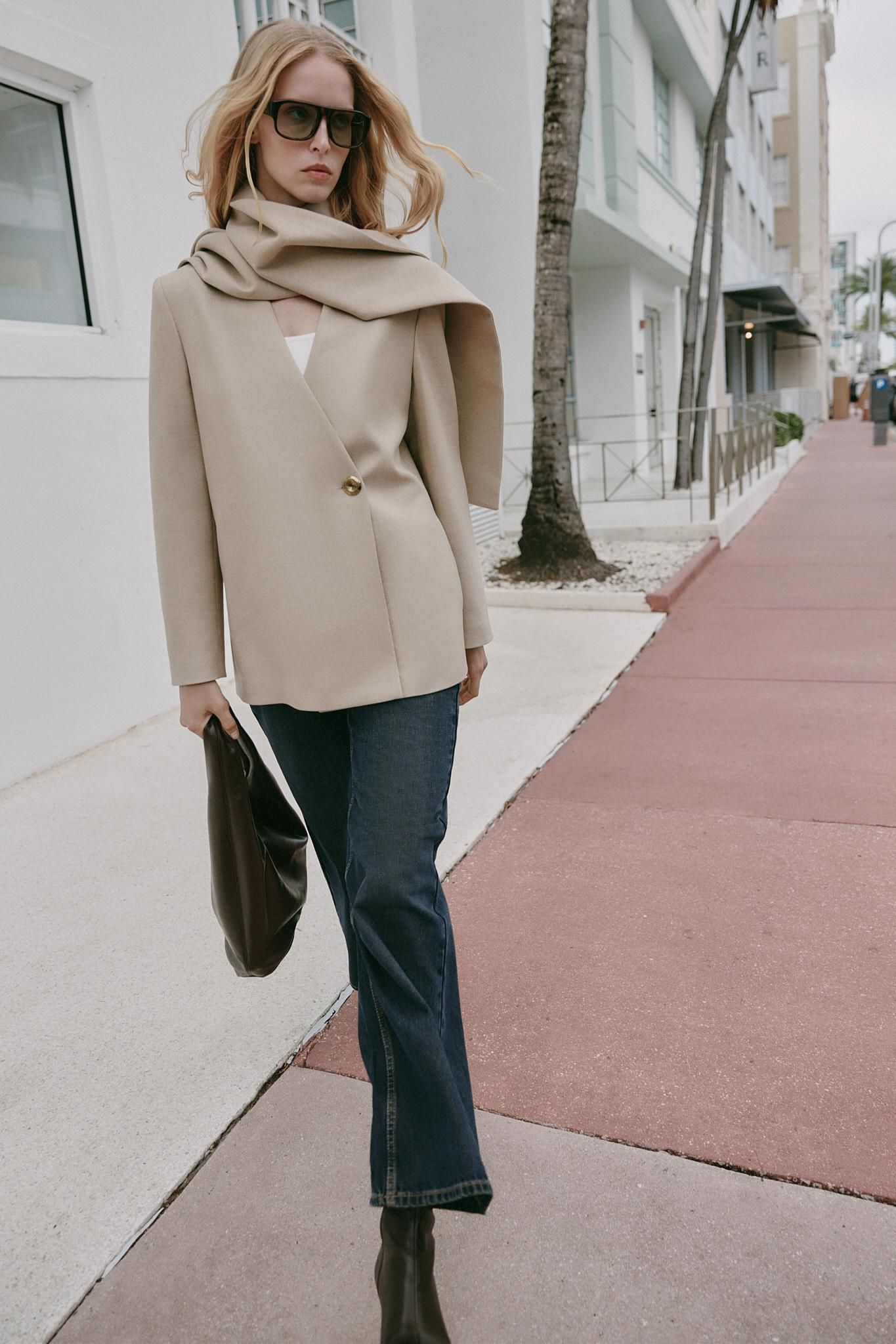Blazer With Draped Neck