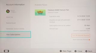 Cancel Pokemon Home Switch