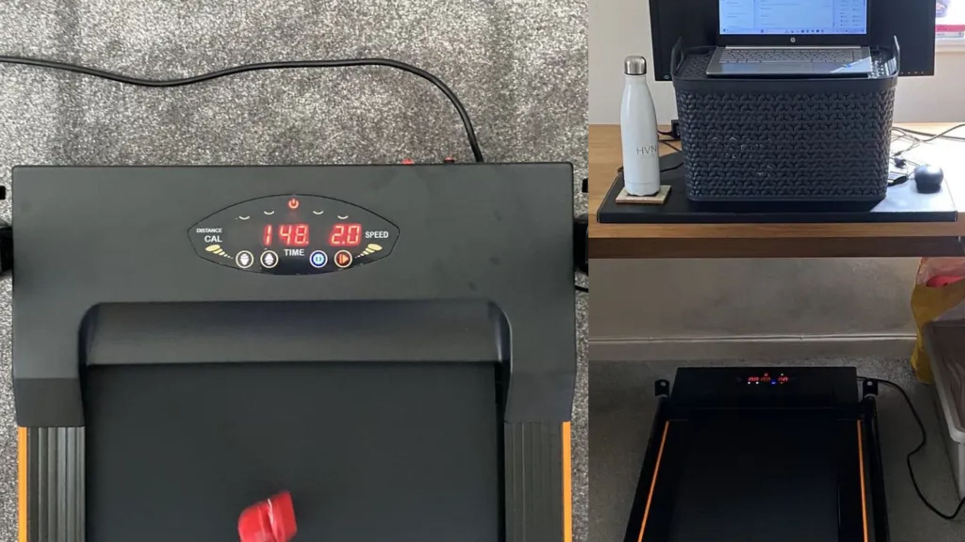 Katie Sims using the HOMCOM foldable walking pad