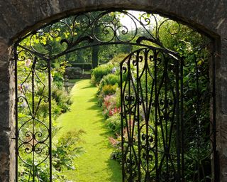 Cast iron painted garden gates