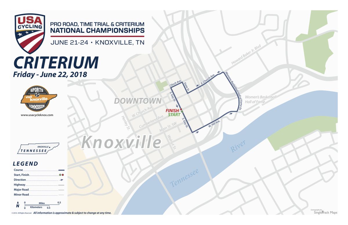 The map for the 2018 USA Cycling Pro Road Championships criterium