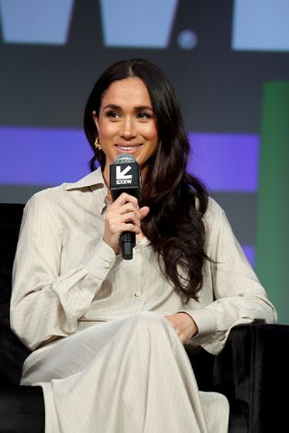 Meghan, Duchess of Sussex speaks onstage during the Breaking Barriers, Shaping Narratives: How Women Lead On and Off the Screen panel during the 2024 SXSW Conference and Festival at Austin Convention Center on March 08, 2024 in Austin, Texas