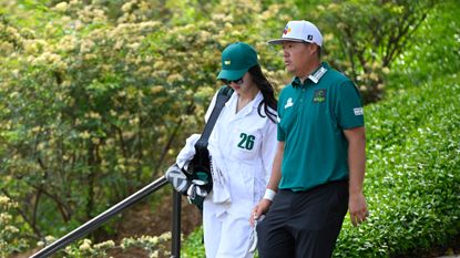 Sungjae Im and his wife at the Masters par 3 contest