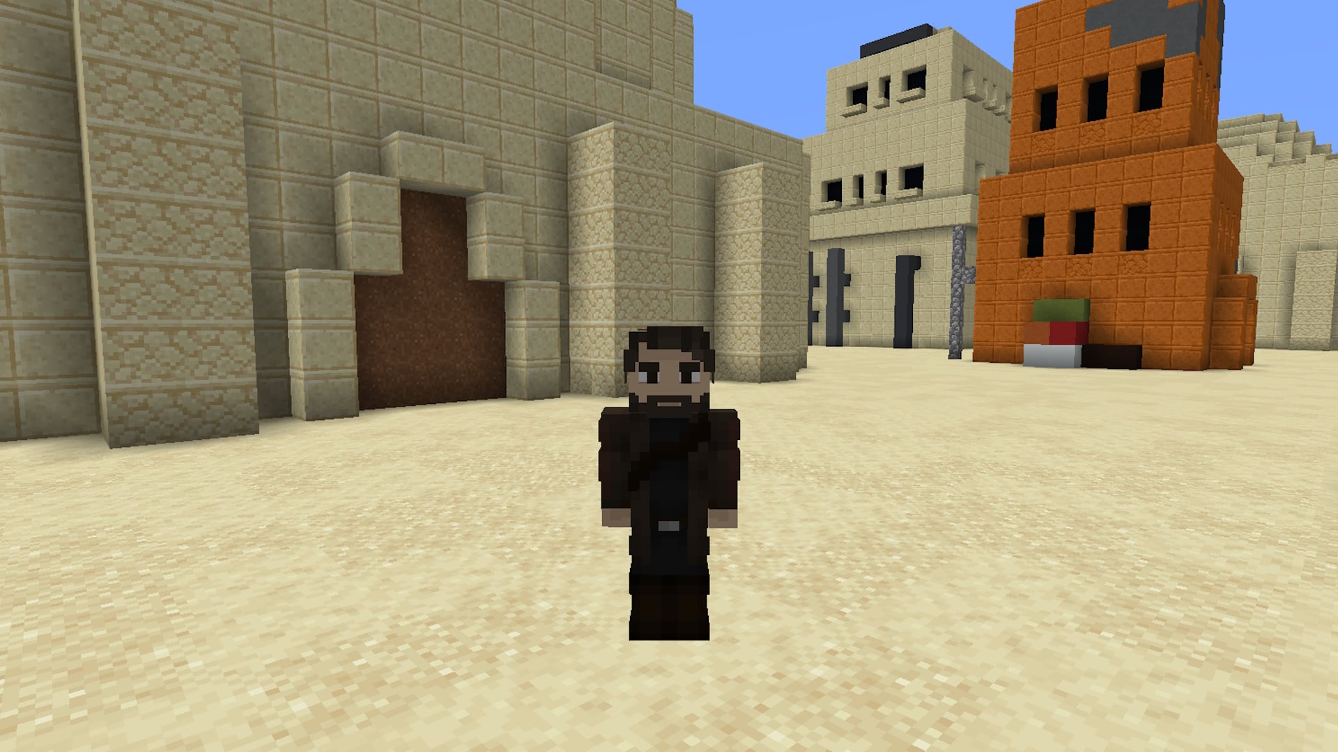 Minecraft skins - Cassian Andor in a desert town