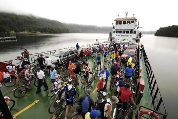 Racers took a ferry to the start of stage 1 of the Trand Andes