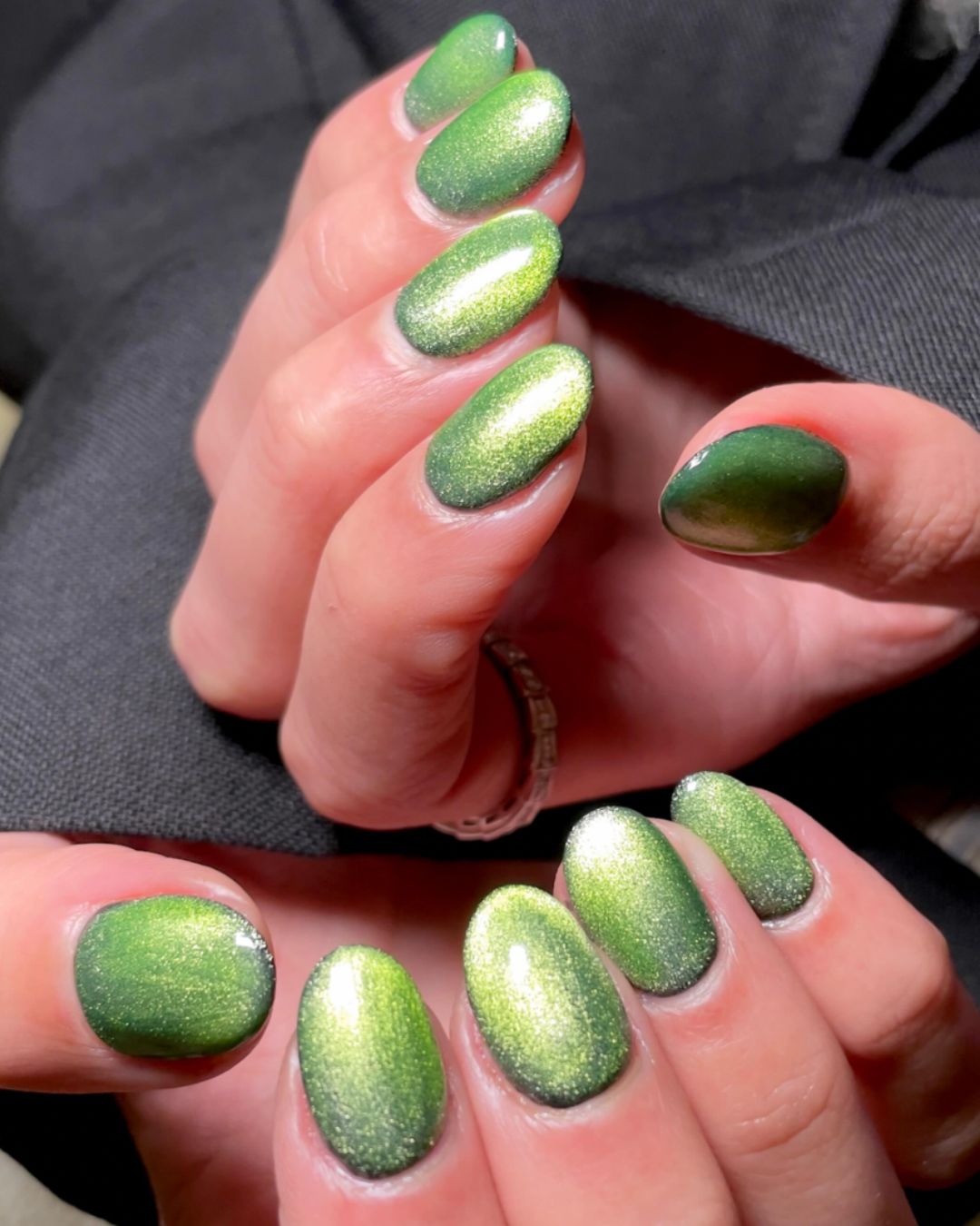 Green velvet nails.