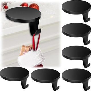 Round black Christmas Stocking Holders with hooks