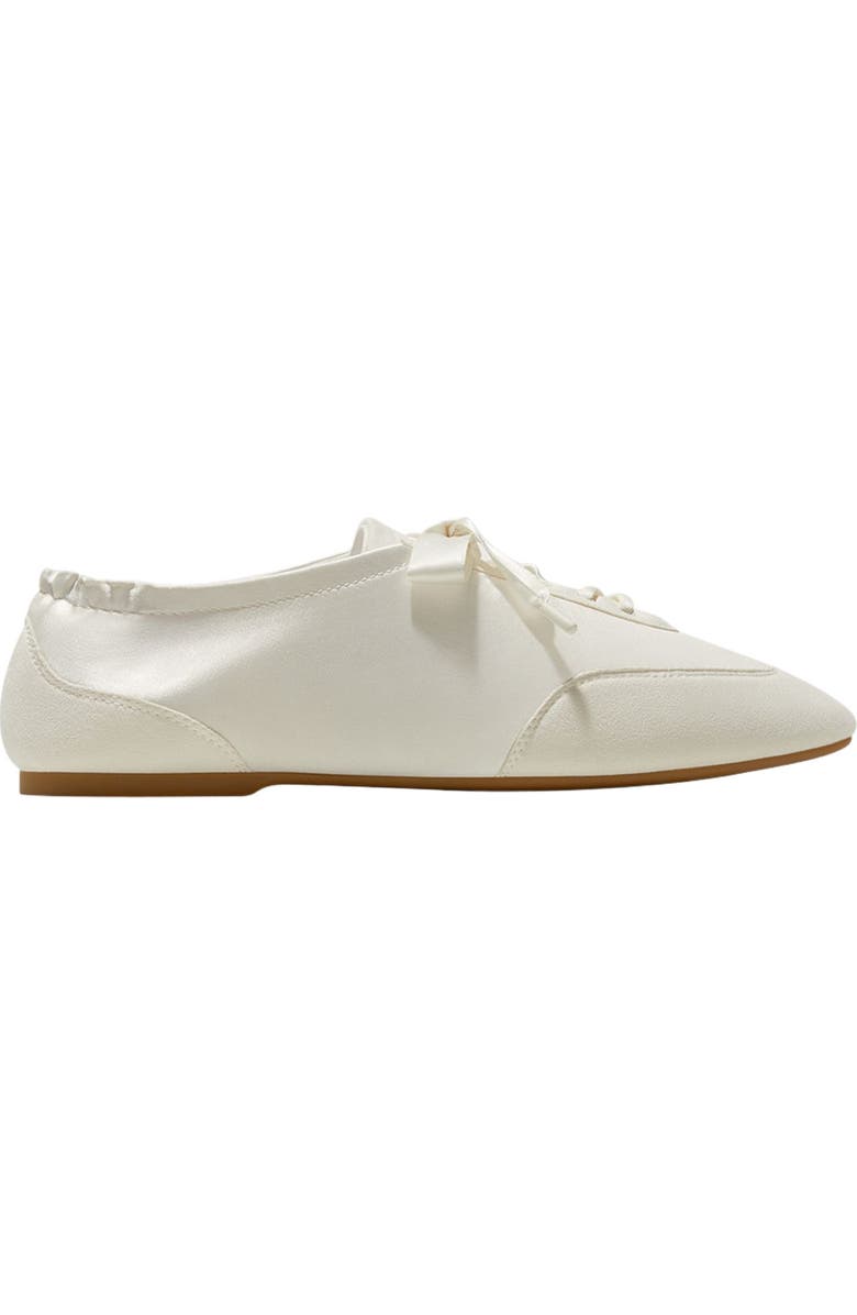 Square-Toe Lace-Up Satin Sneakerina