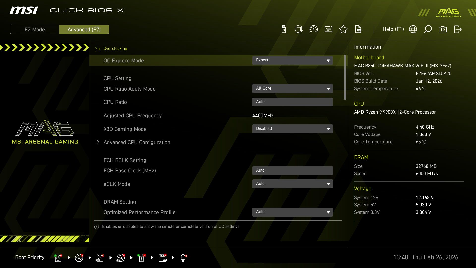 MSI MAG B850 Tomahawk Max Wifi II - BIOS