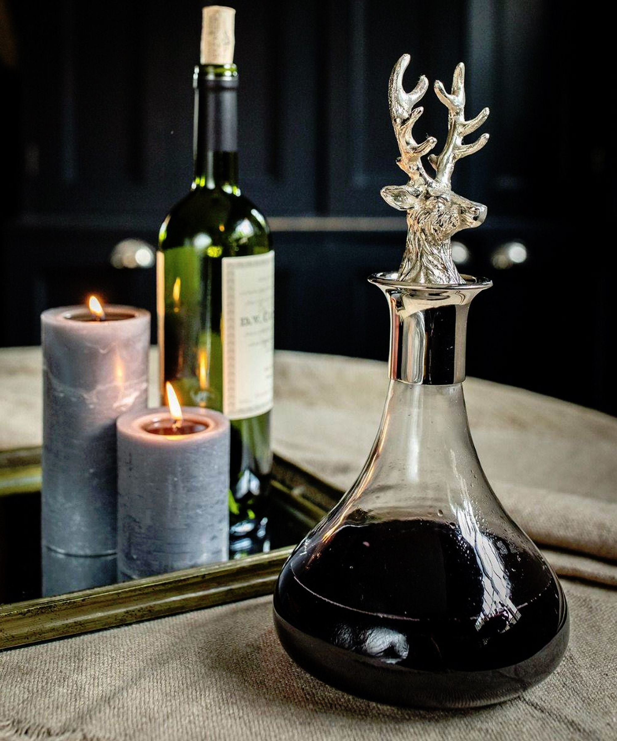 Ships Decanter with Stag Head Stopper