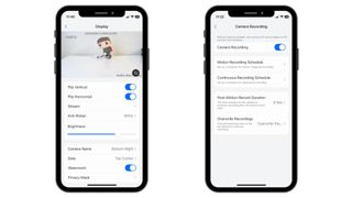 Screenshots of the Reolink app showing display and recording settings for the Reolink Altas PT Ultra