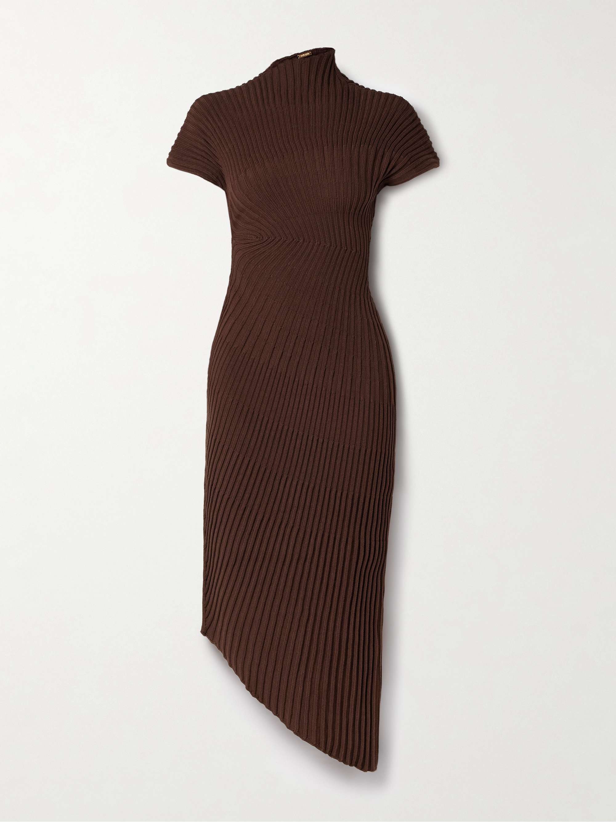 Chrysta Asymmetric Ribbed Cotton Midi Dress