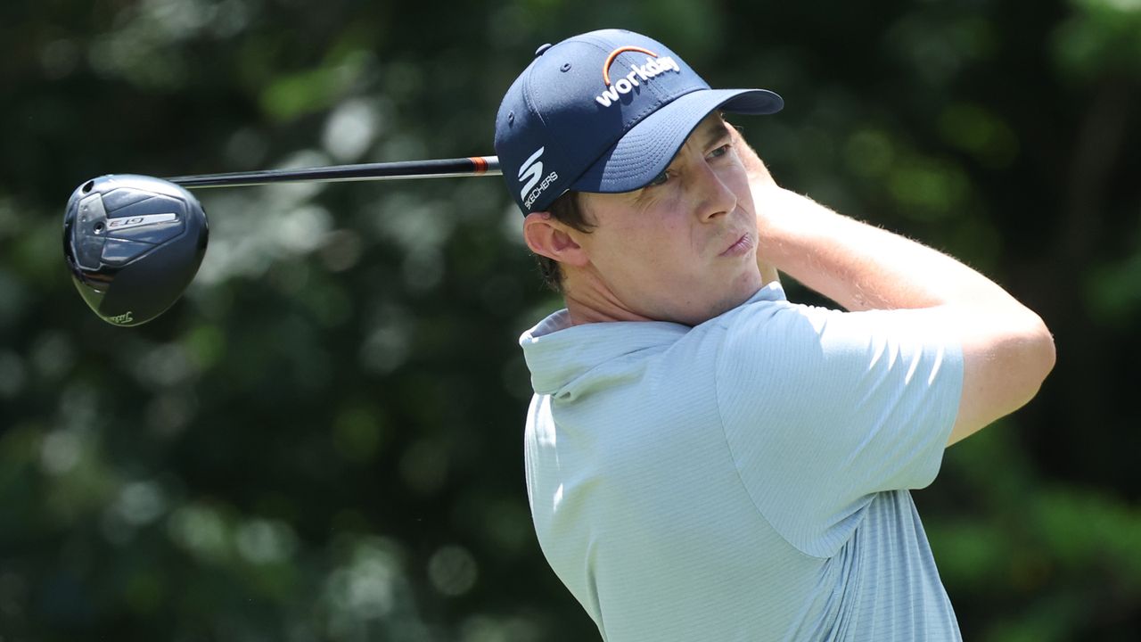 Matt Fitzpatrick hits a driver off the tee
